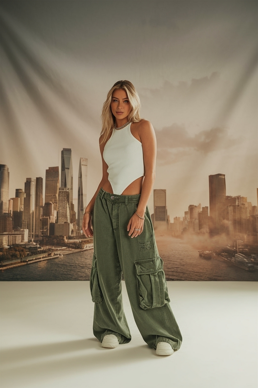 Trendy Baggy Green Cargo Pants Outfit for Any Occasion outfit idea