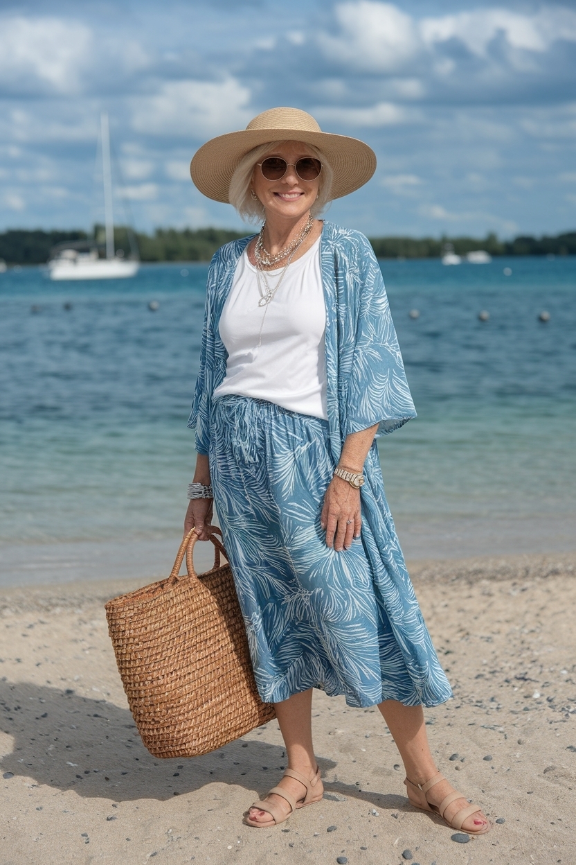 Beach Outfit Women Over 60: Effortless Elegance by the Shore outfit idea