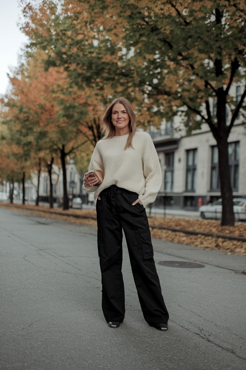 Black Cargo Pants Outfit Fall: Chic Looks for the Season outfit idea
