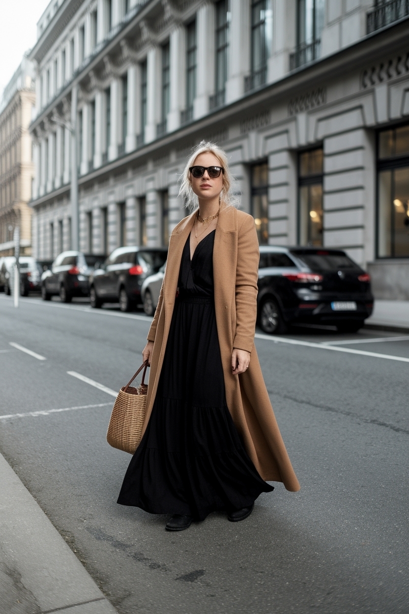 Stylish Black Maxi Dress Outfit Ideas Casual and Chic outfit idea
