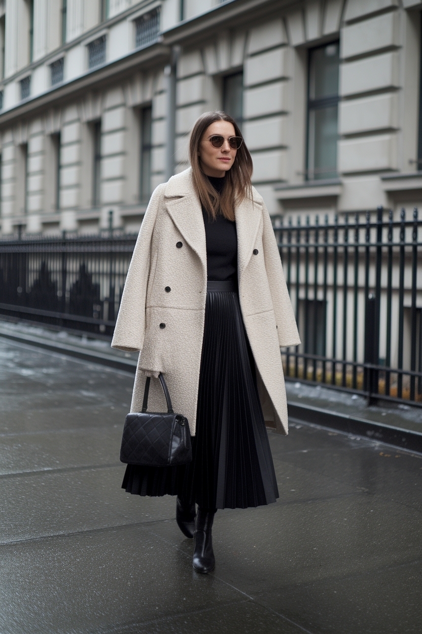 Black Pleated Skirt Outfit Winter: Fashion Meets Function outfit idea