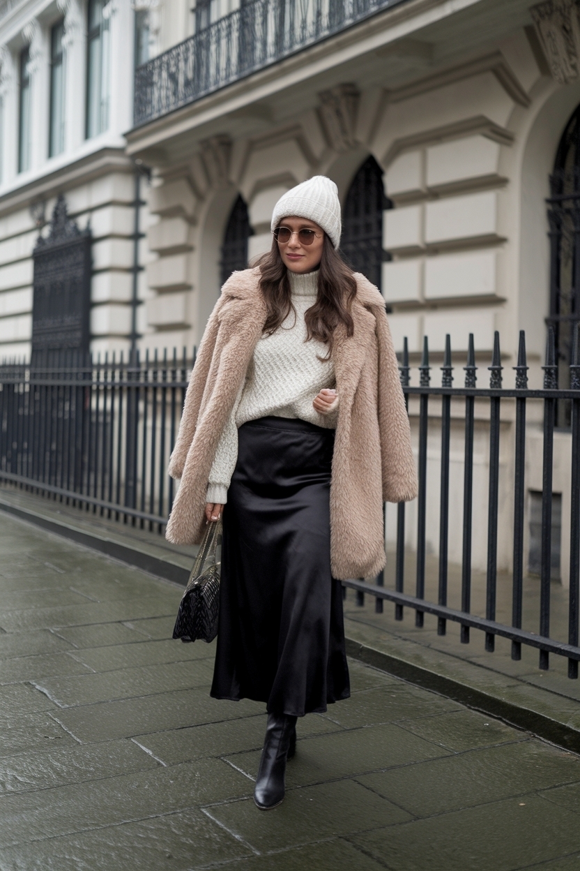 Black Satin Skirt Outfit Winter: Luxe Styles for the Season outfit idea