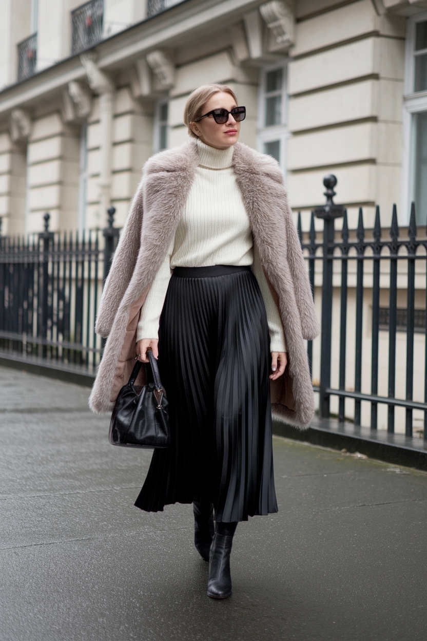 Black Silk Skirt Outfit Winter: Elegant Cold-Weather Outfits outfit idea