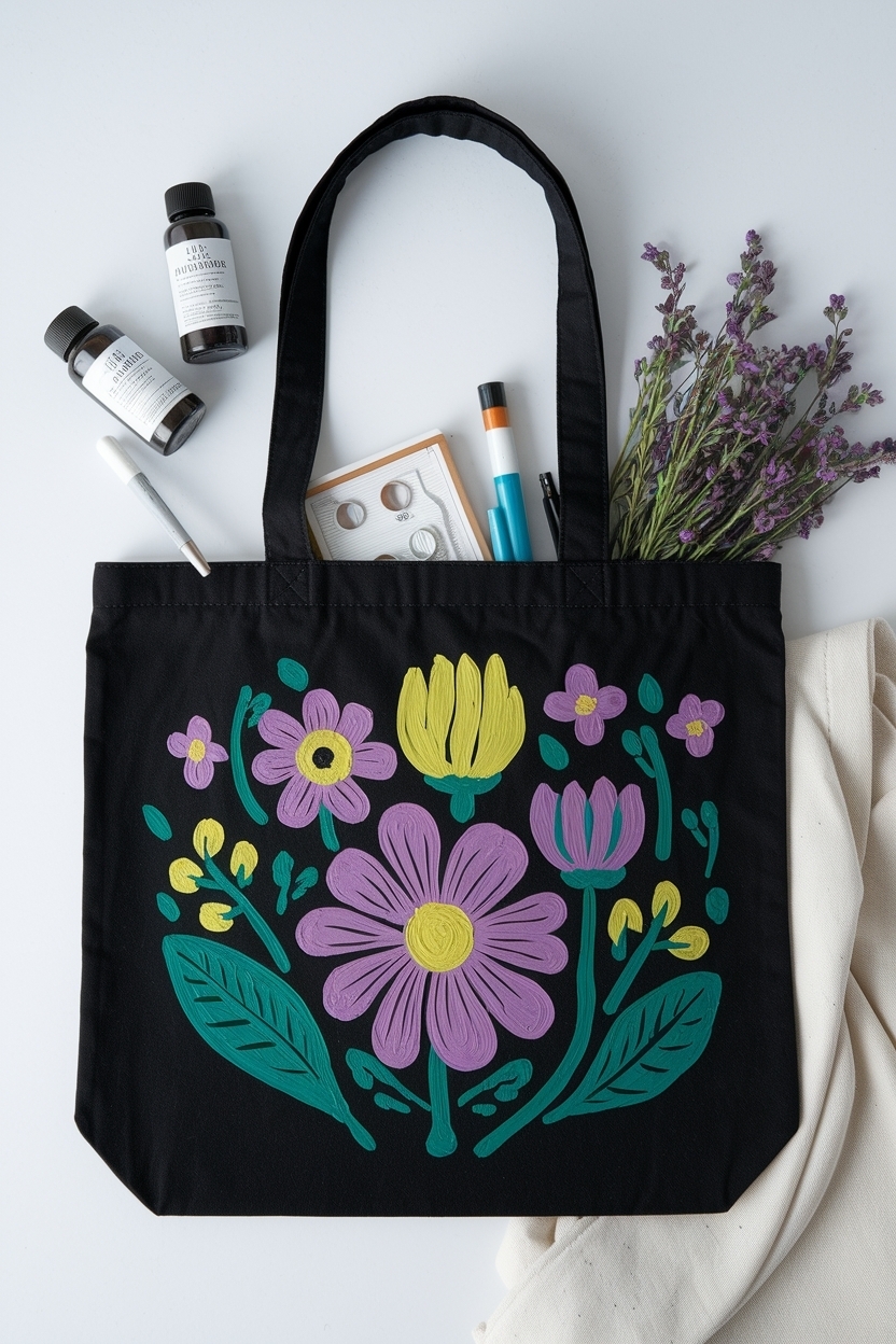 Black Tote Bag Painting Ideas to Elevate Your Style outfit idea