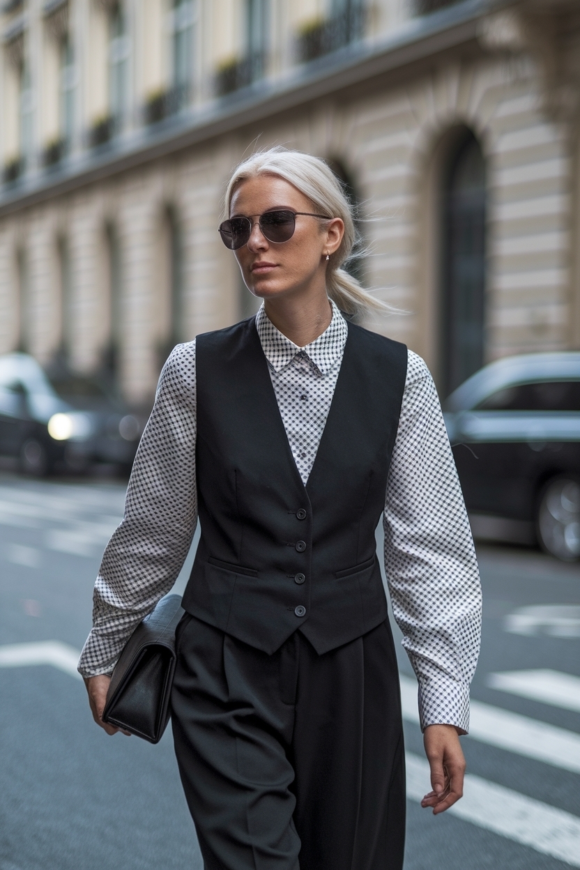 Professional Black Vest Outfits for Women Work Attire outfit idea