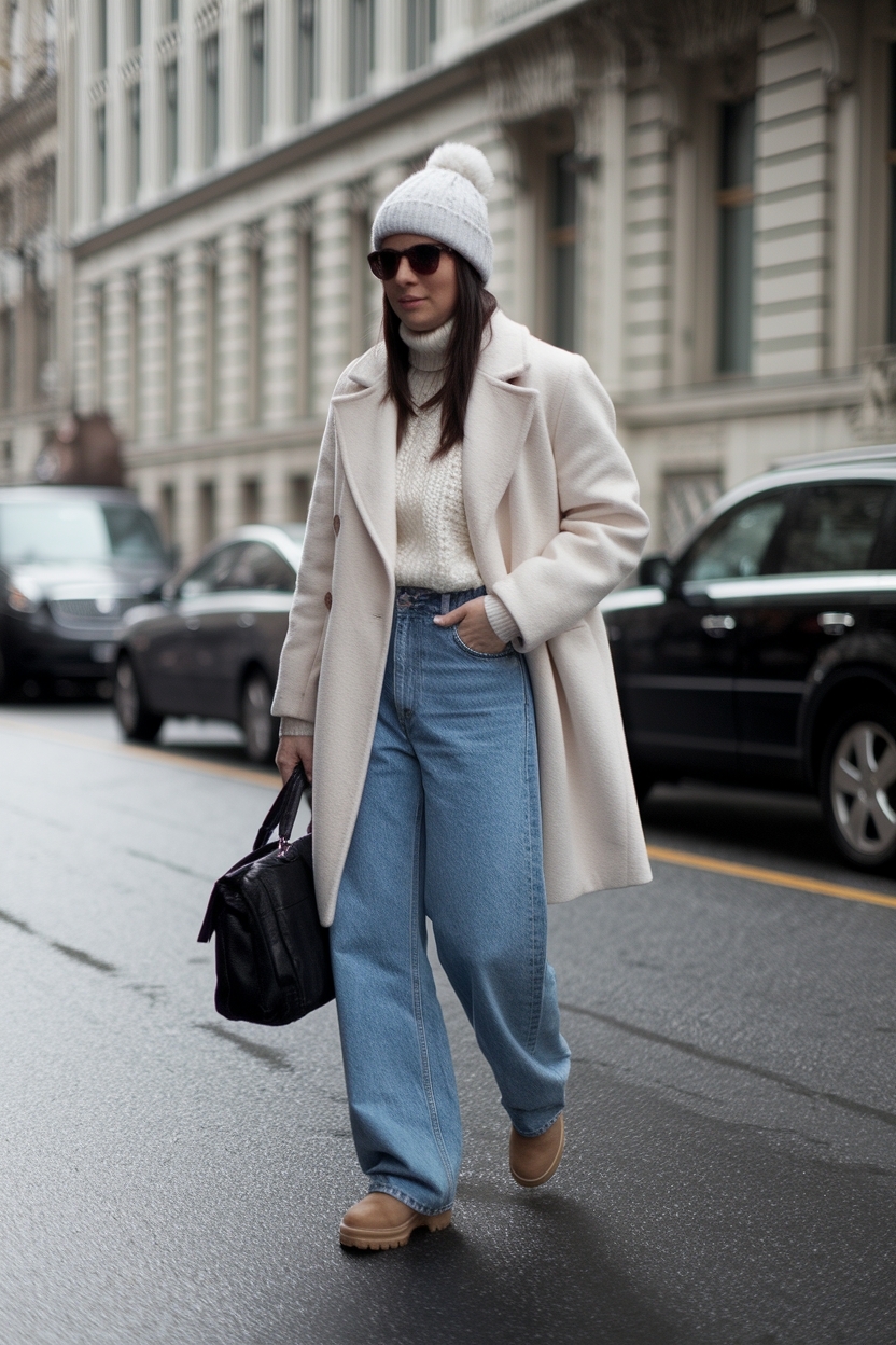 Blue Baggy Jeans Outfit Winter: Cool and Casual Looks outfit idea
