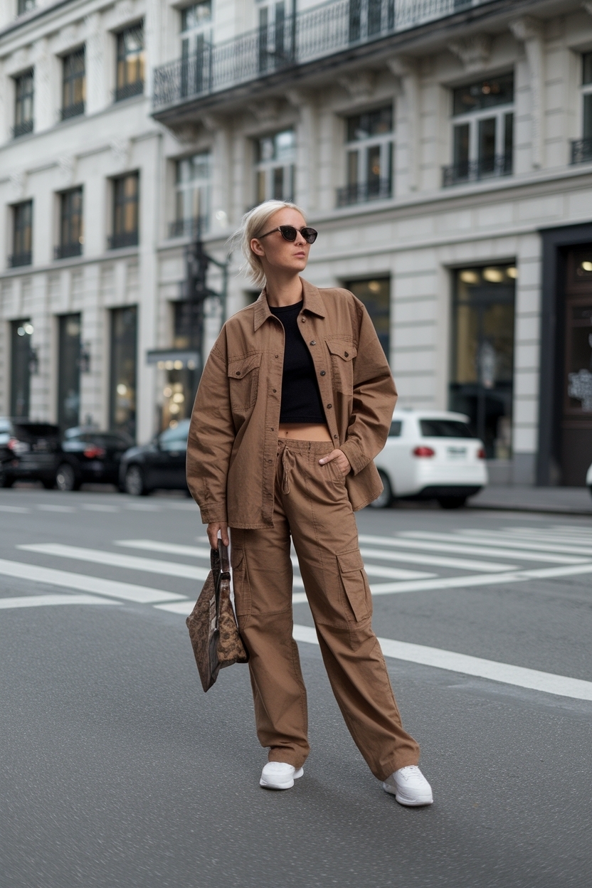 Brown Cargo Pants Outfit Women: Fashionable Combinations outfit idea