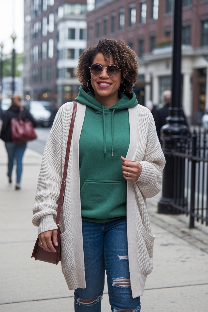 Cardigan and Hoodie Outfit Black Women: Stylish Combinations outfit idea