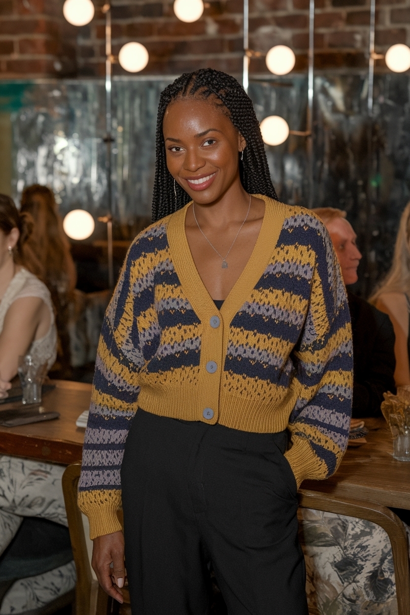 Cardigan Outfit Black Women Dinner: Chic Evening Looks outfit idea