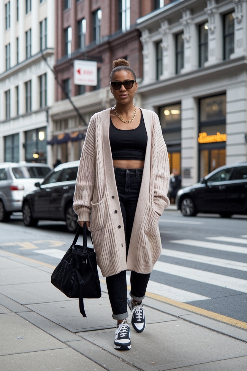 Cardigan Outfit Black Women Dunks: Sporty Style Tips outfit idea