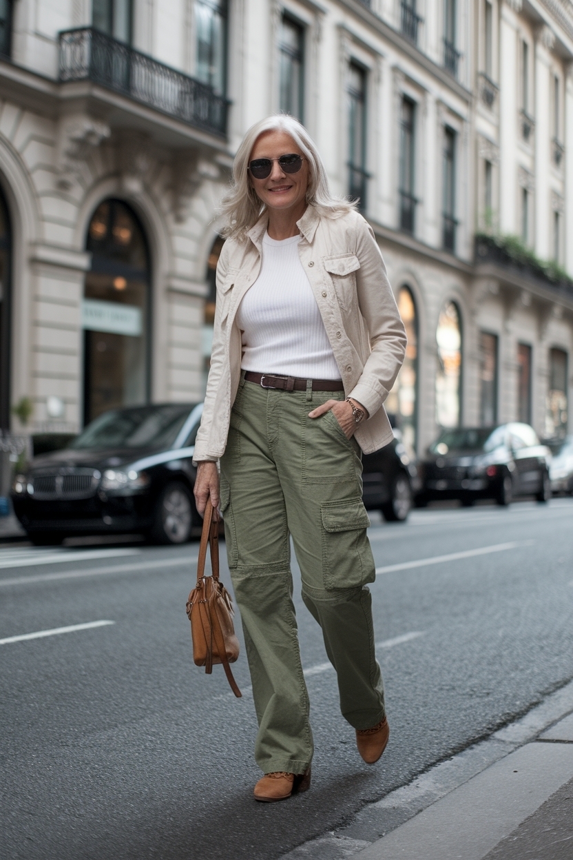 Cargo Pants Outfit for Women Over 40: Practical and Stylish outfit idea