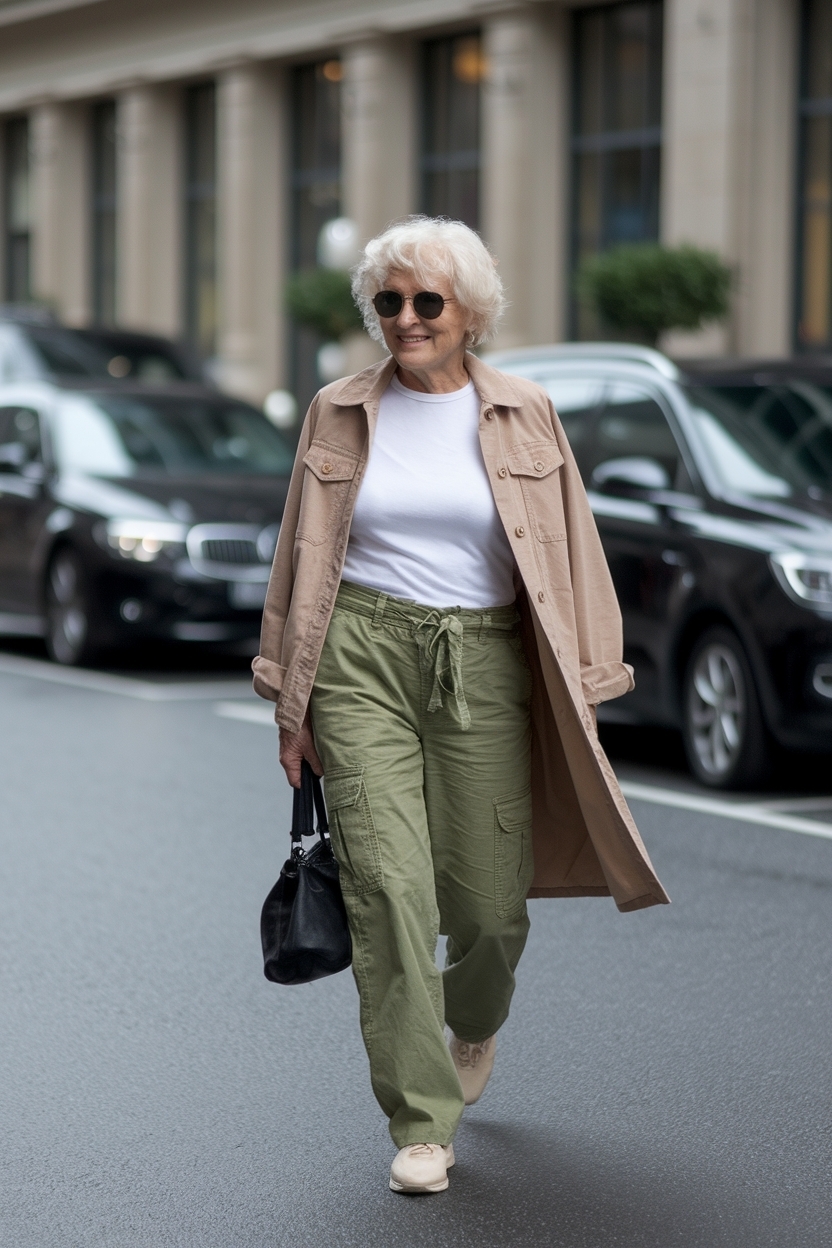 Chic Cargo Pants Outfit Women Over 50: Ageless Style outfit idea