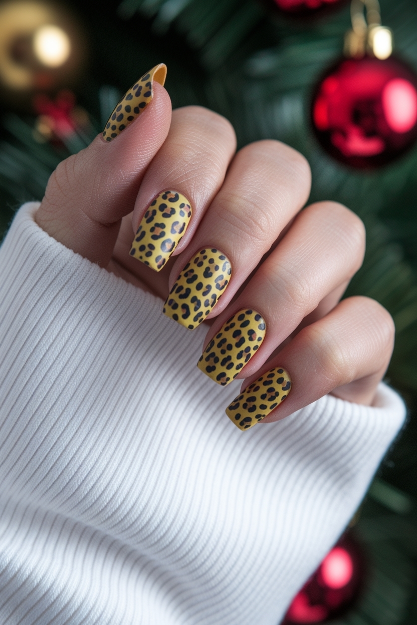 Trendy Cheetah Print Christmas Nails to Try This Holiday Season