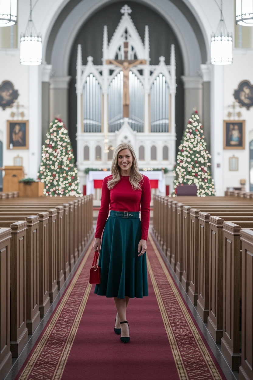 Classy Christmas Church Outfit Styles for Women outfit idea