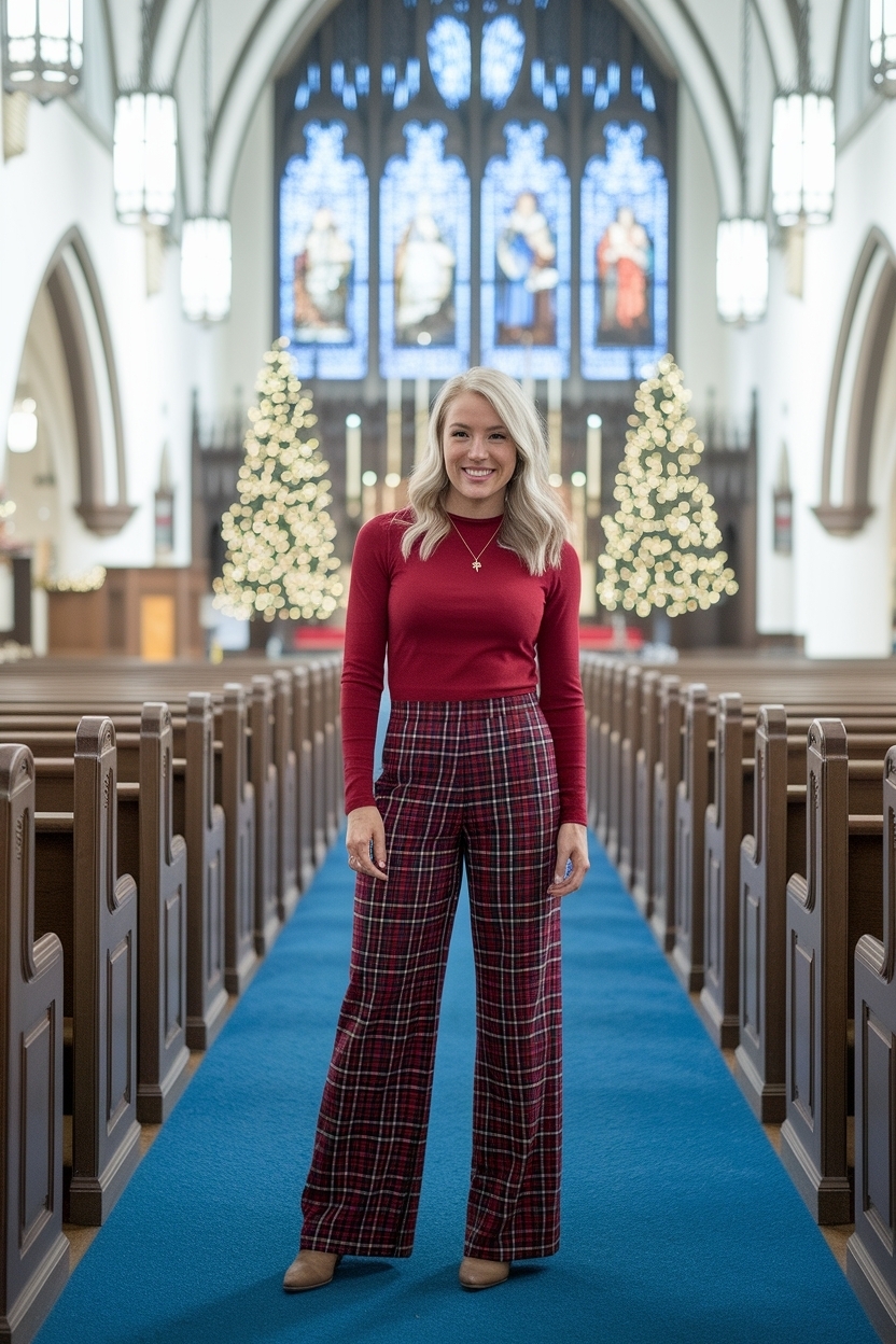 Christmas Church Outfit Women Pants for a Festive Look outfit idea