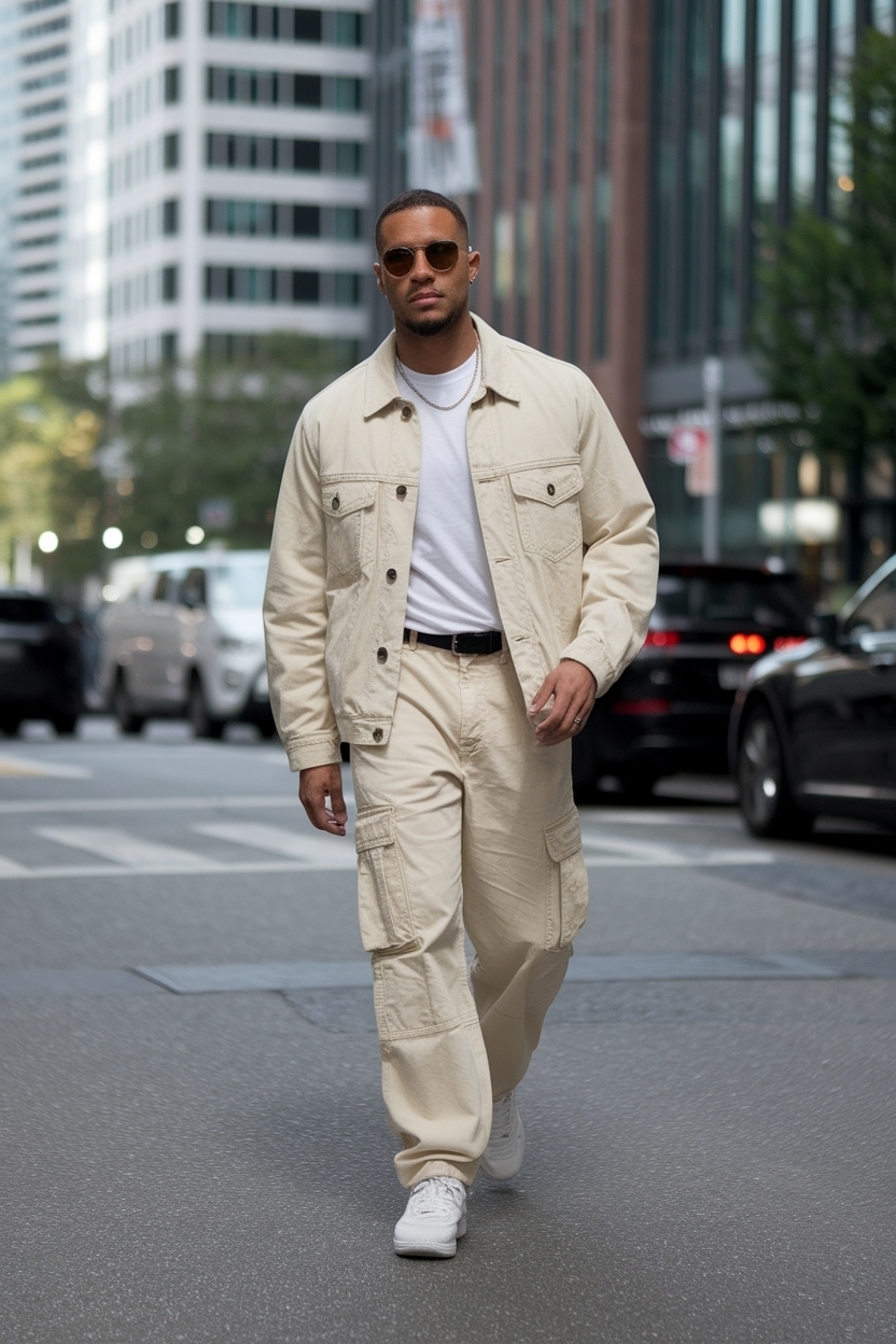 Cream Cargo Pants Outfit Men: Soft Hues for Sharp Looks outfit idea