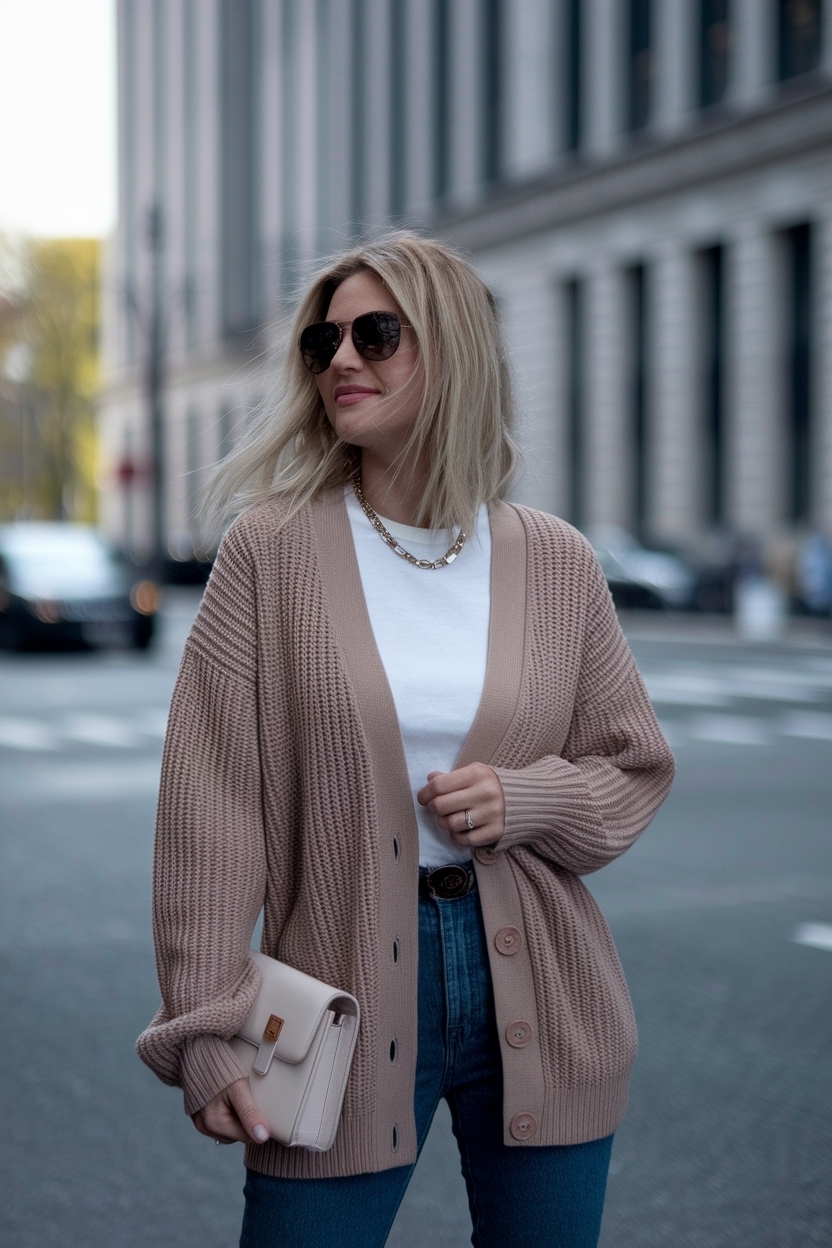 Crew Neck Cardigan Outfit Women: Effortless Style Tips outfit idea
