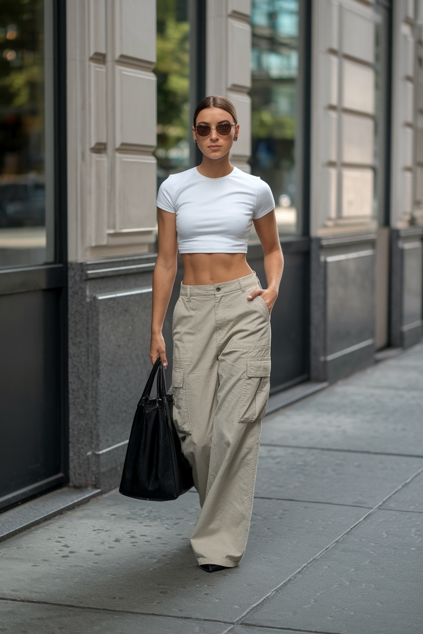 Creating the Perfect Crop Top and Cargo Pants Outfit outfit idea