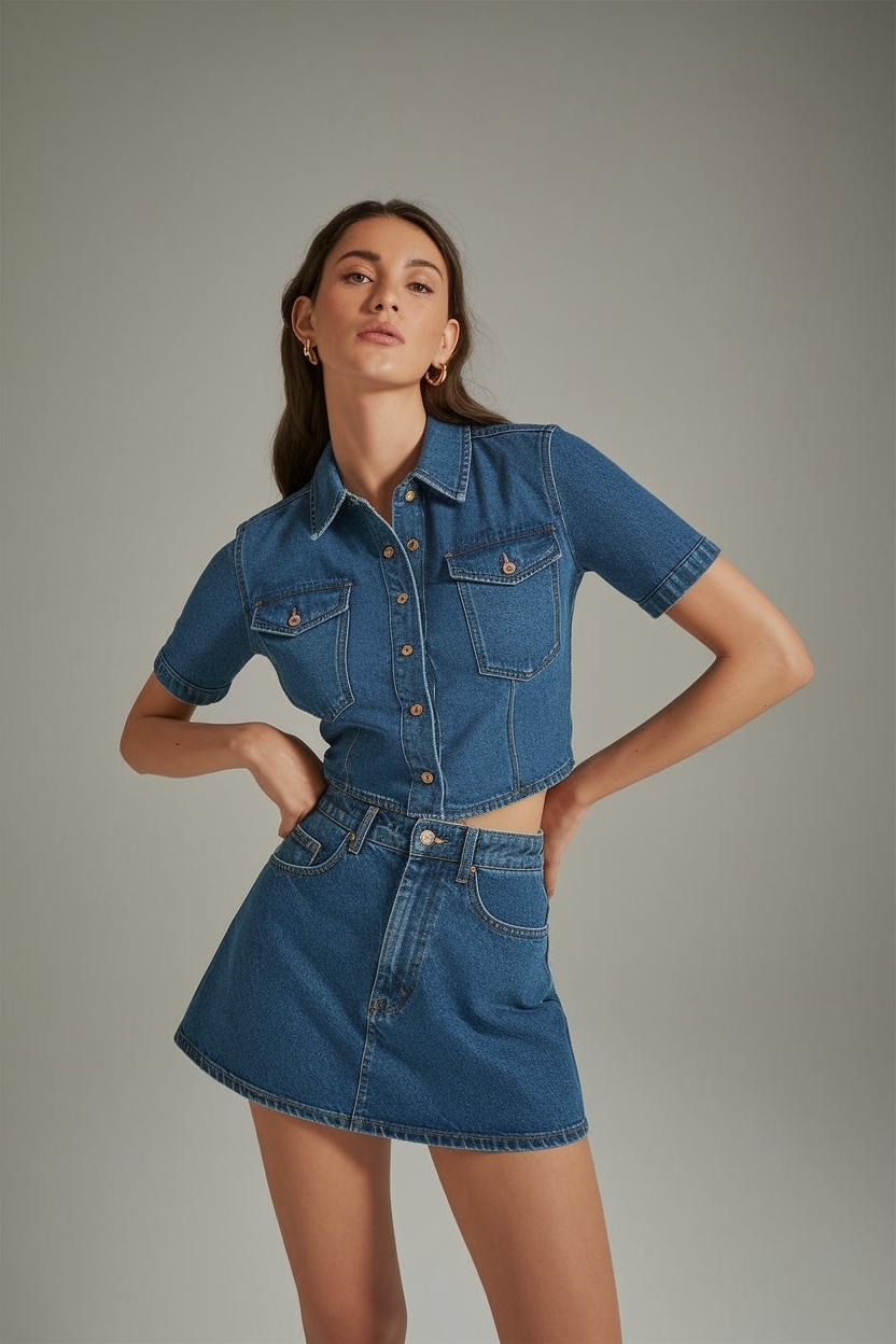 Denim Polo Outfit Women Skirt for Casual Chic outfit idea