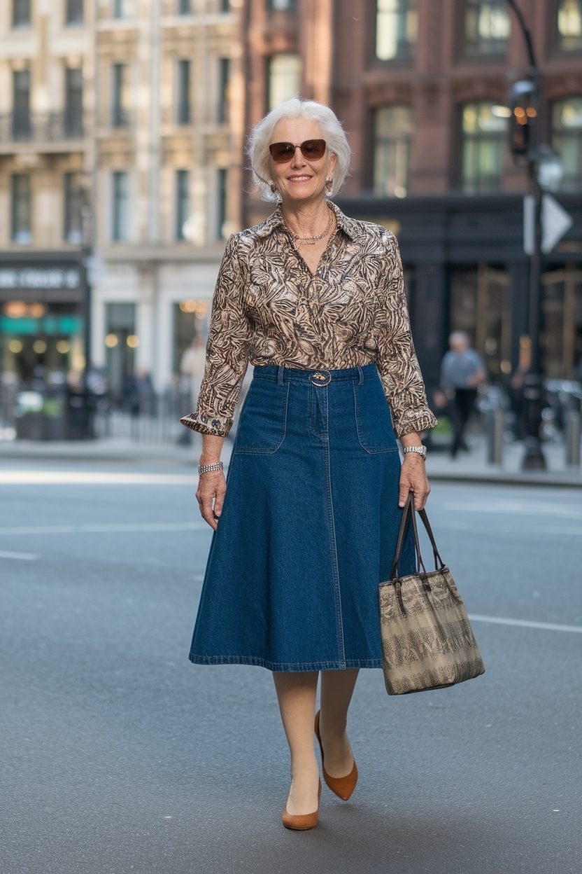 Denim Skirt Outfit for Women Over 60: Chic Options outfit idea