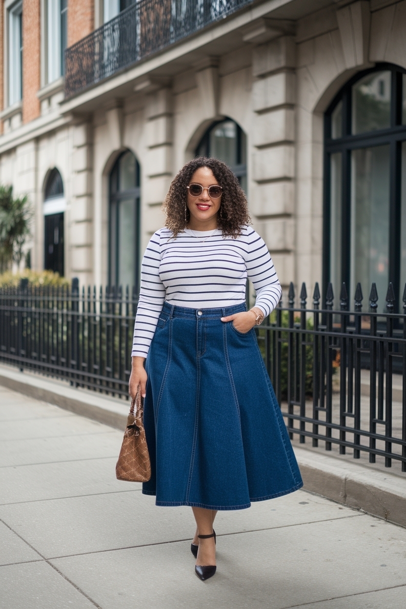 Denim Skirt Outfit Ideas for Plus Size W: Embrace Your Curves outfit idea