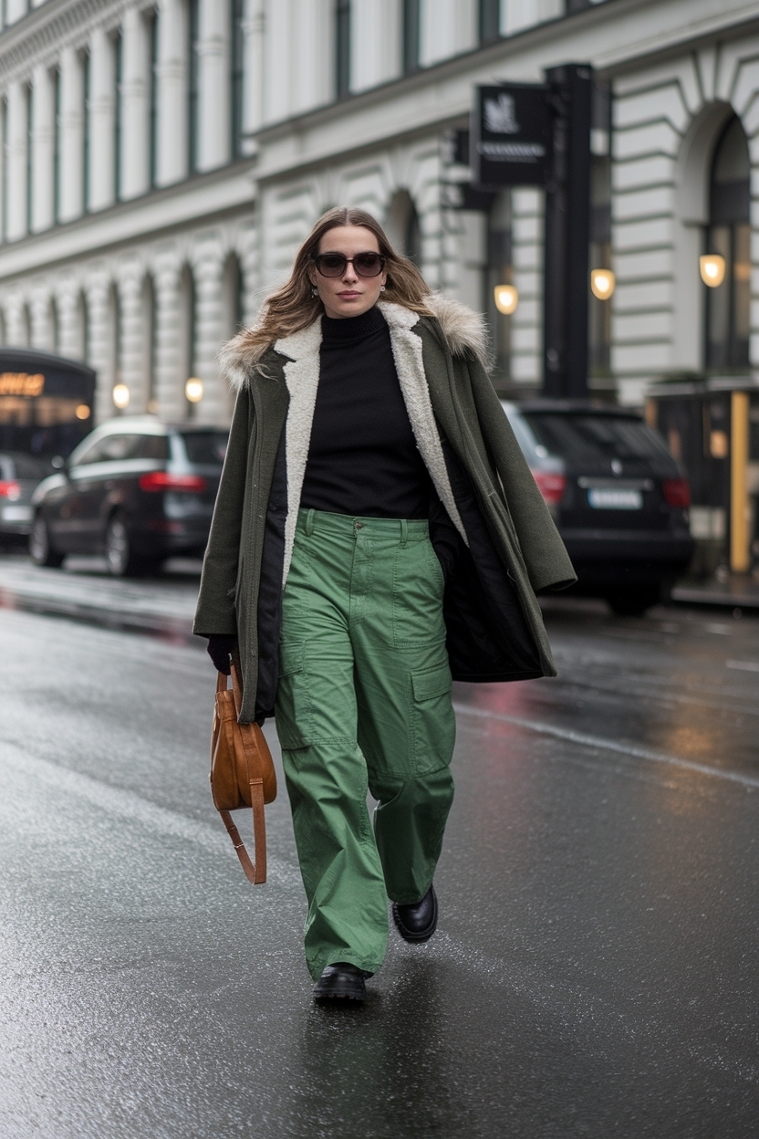 Cozy Green Cargo Pants Outfit Winter Essentials outfit idea
