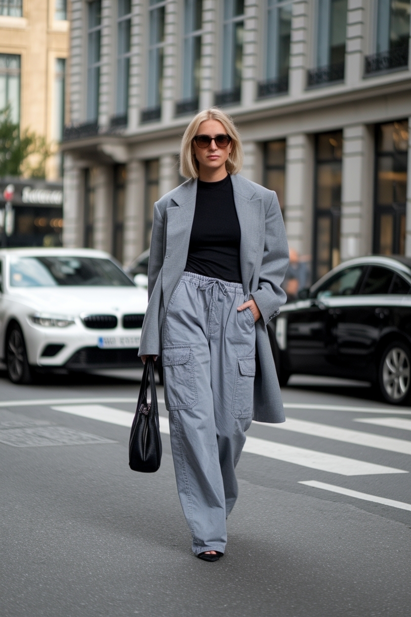 Versatile Grey Cargo Pants Outfit Women for Daily Wear outfit idea