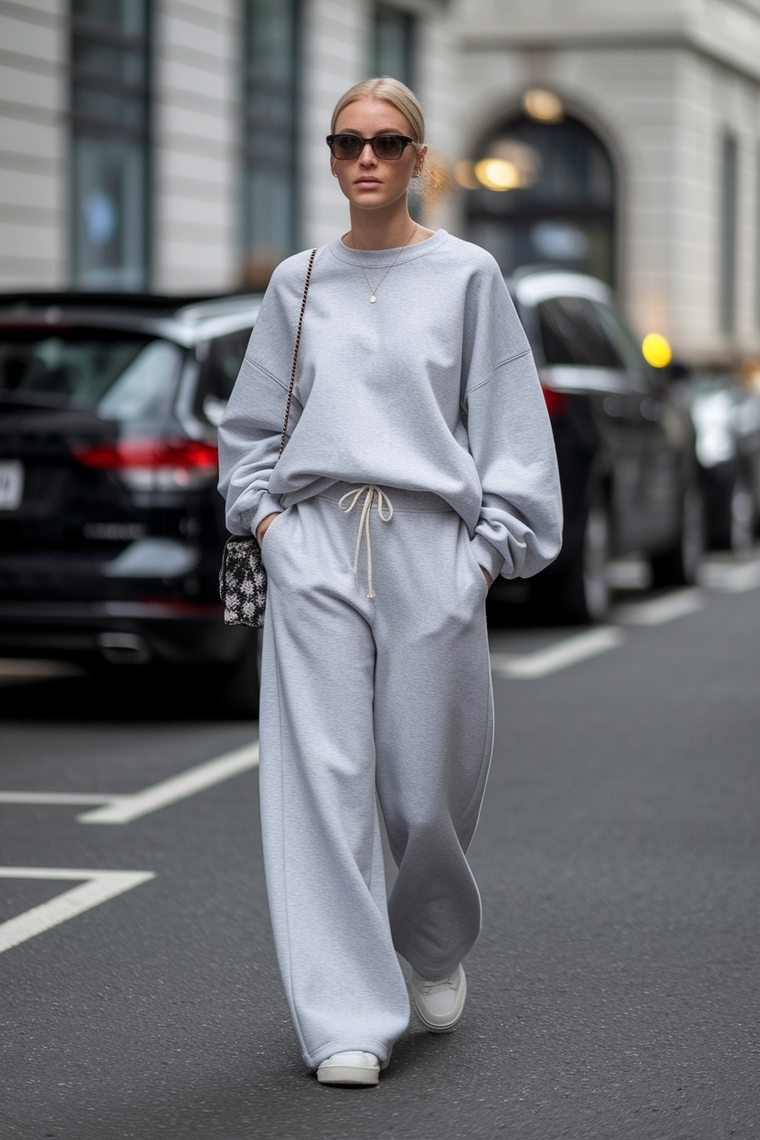 Grey Wide Leg Sweatpants Outfit: Comfort Meets Chic Vibes outfit idea