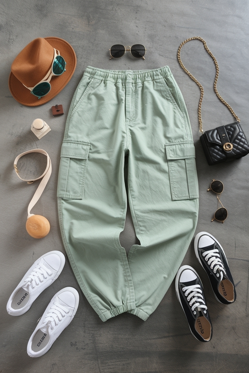 Casual Light Green Cargo Pants Outfit for Everyday Wear outfit idea