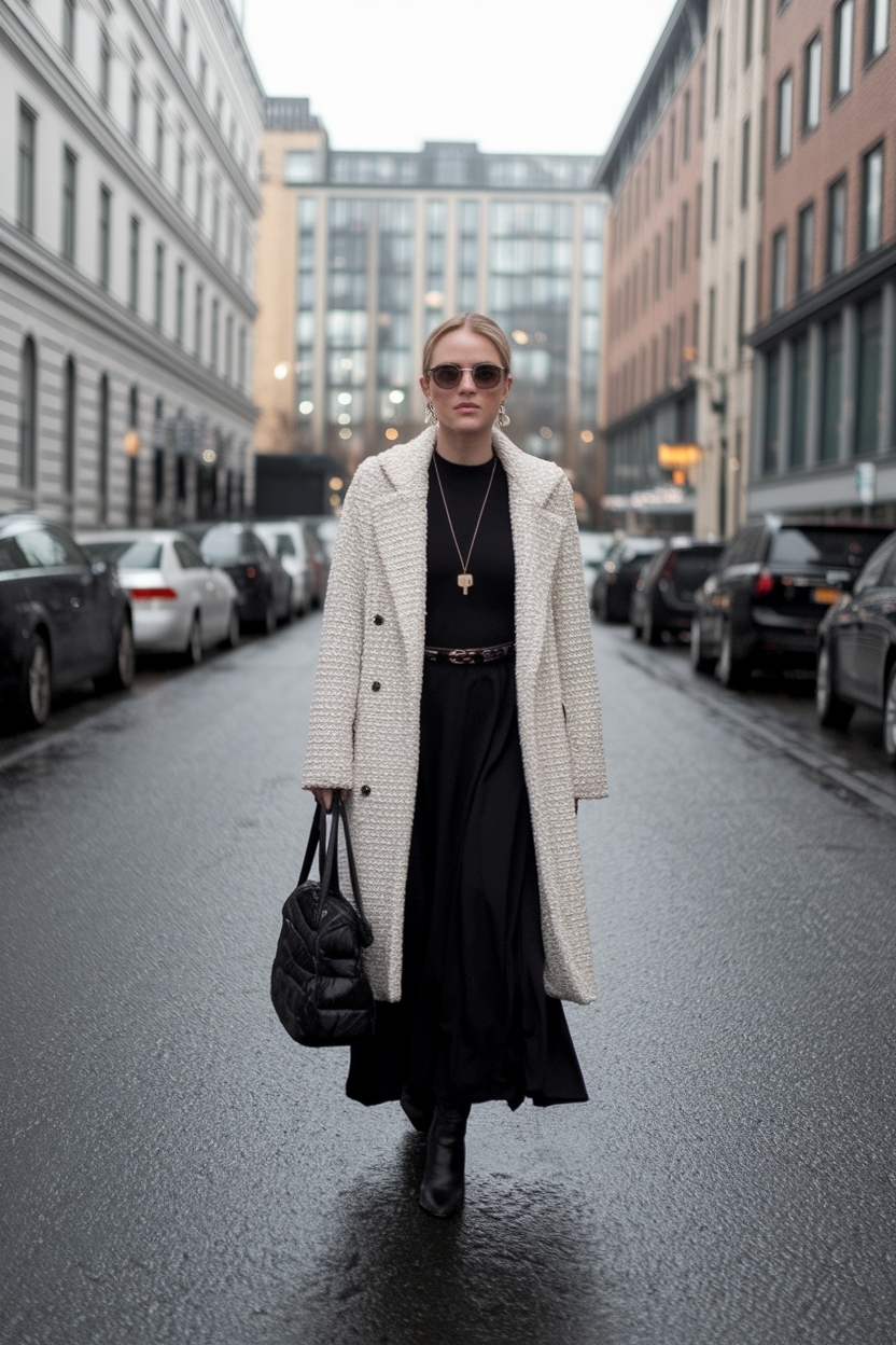 Long Black Dress Outfit Winter: Elegance Meets Warmth outfit idea