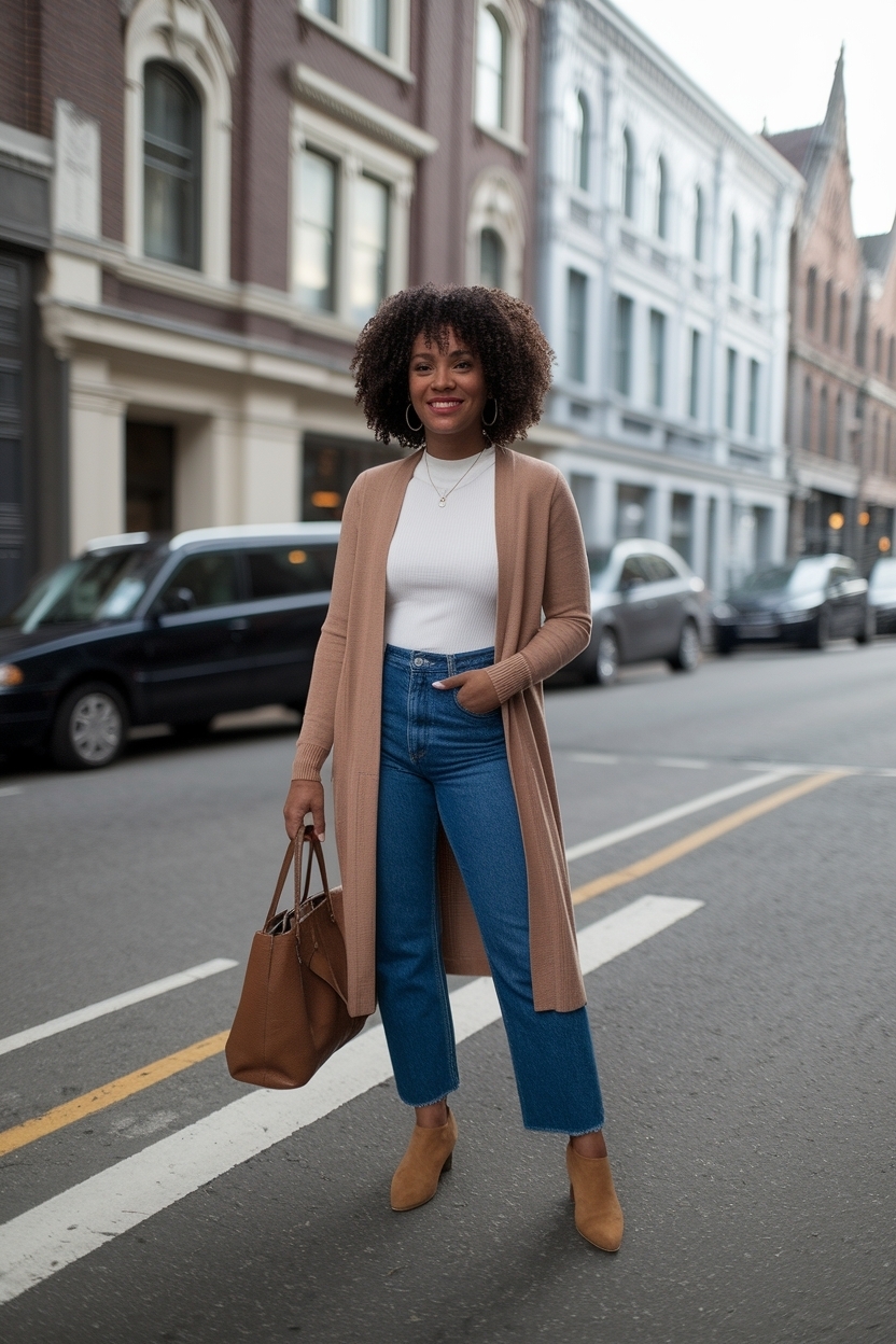 Long Cardigan Outfit Ideas for Black Women outfit idea