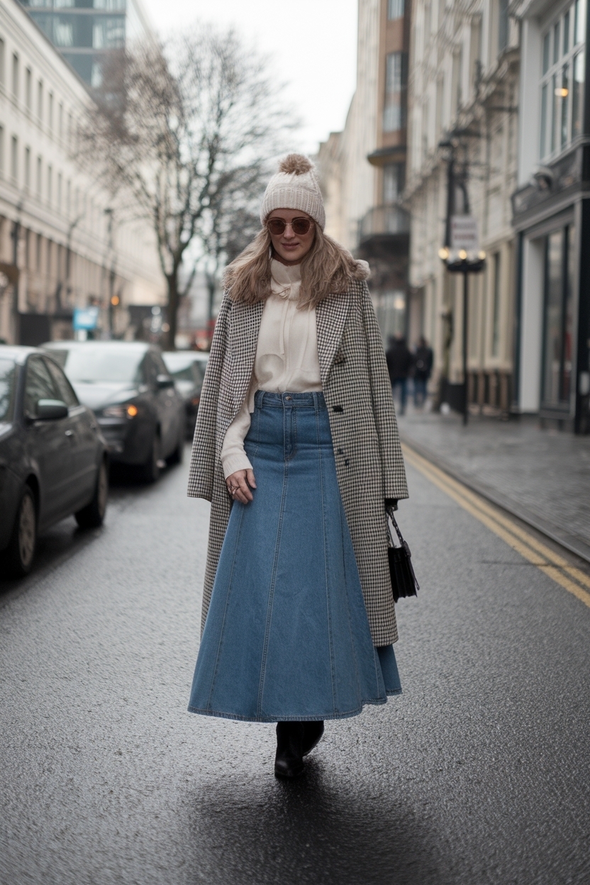 Long Denim Skirt Outfit Winter: Effortless and Trendy Styles outfit idea
