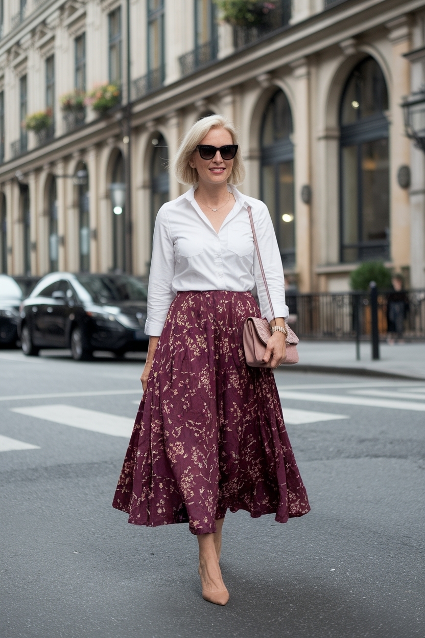 Long Skirt Outfits for Women Over 40: Timeless Style outfit idea