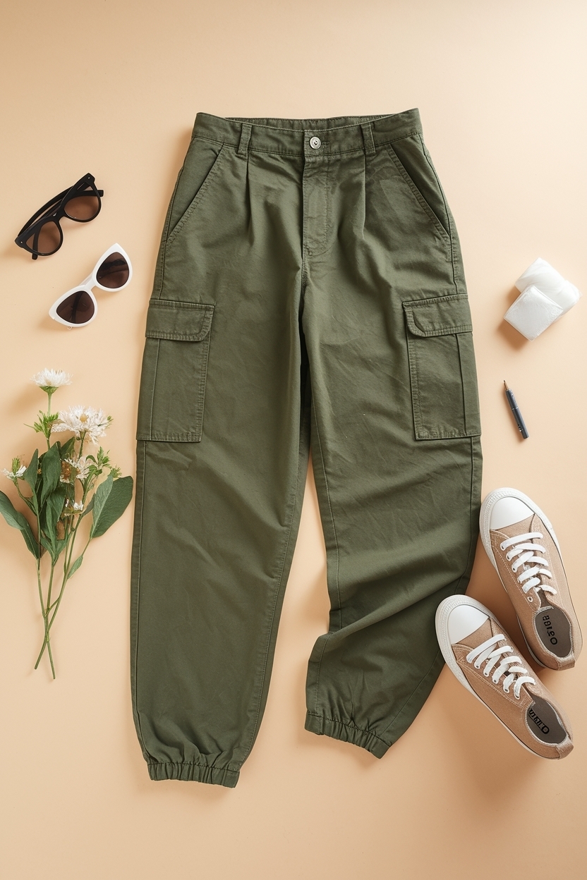 Versatile Olive Green Cargo Pants Outfit for Layering outfit idea