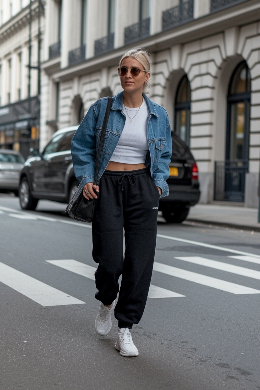 Casual Outfit Ideas with Black Sweatpants to Try outfit idea