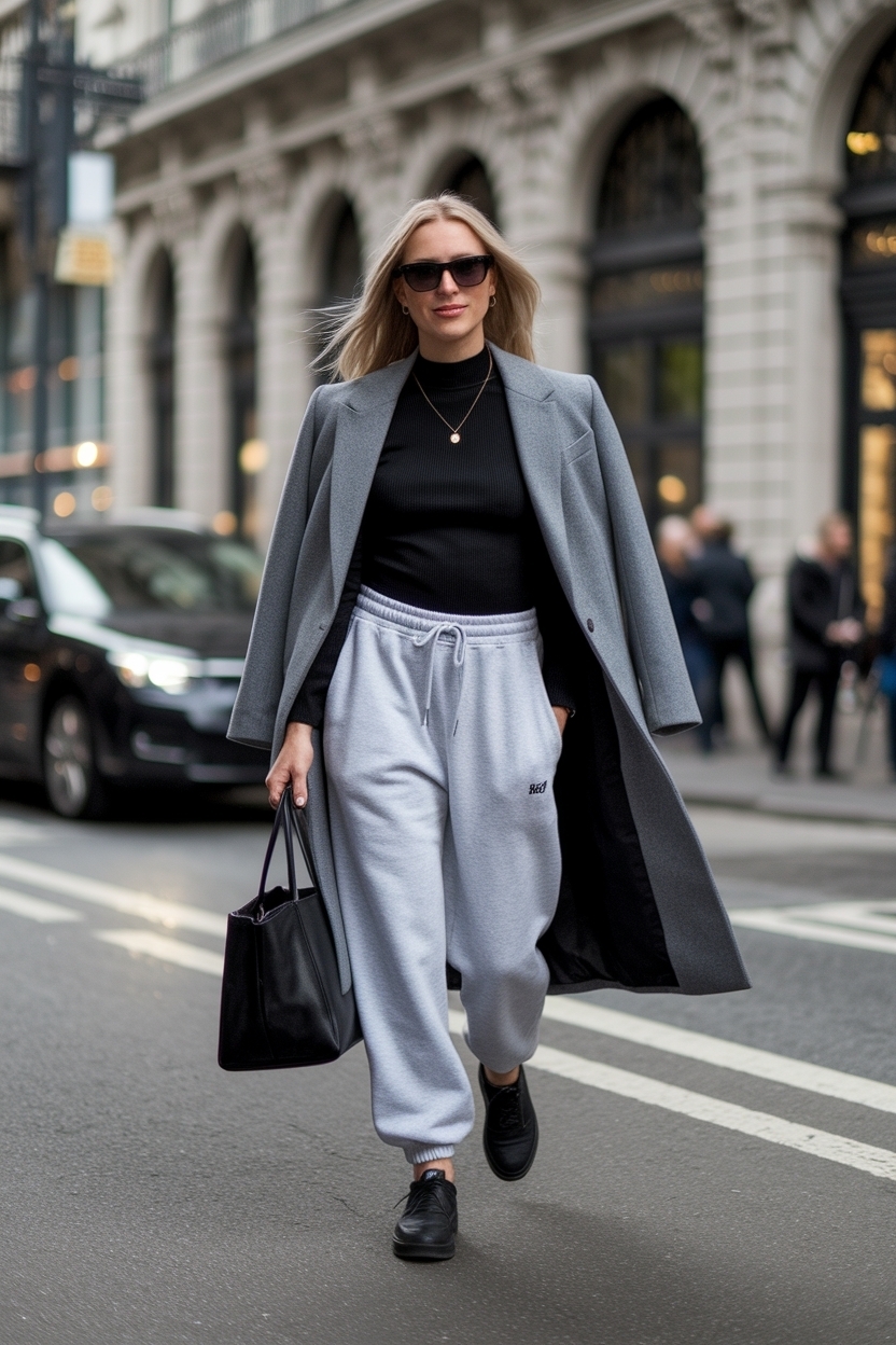 outfit ideas with grey sweatpants for casual comfort outfit idea