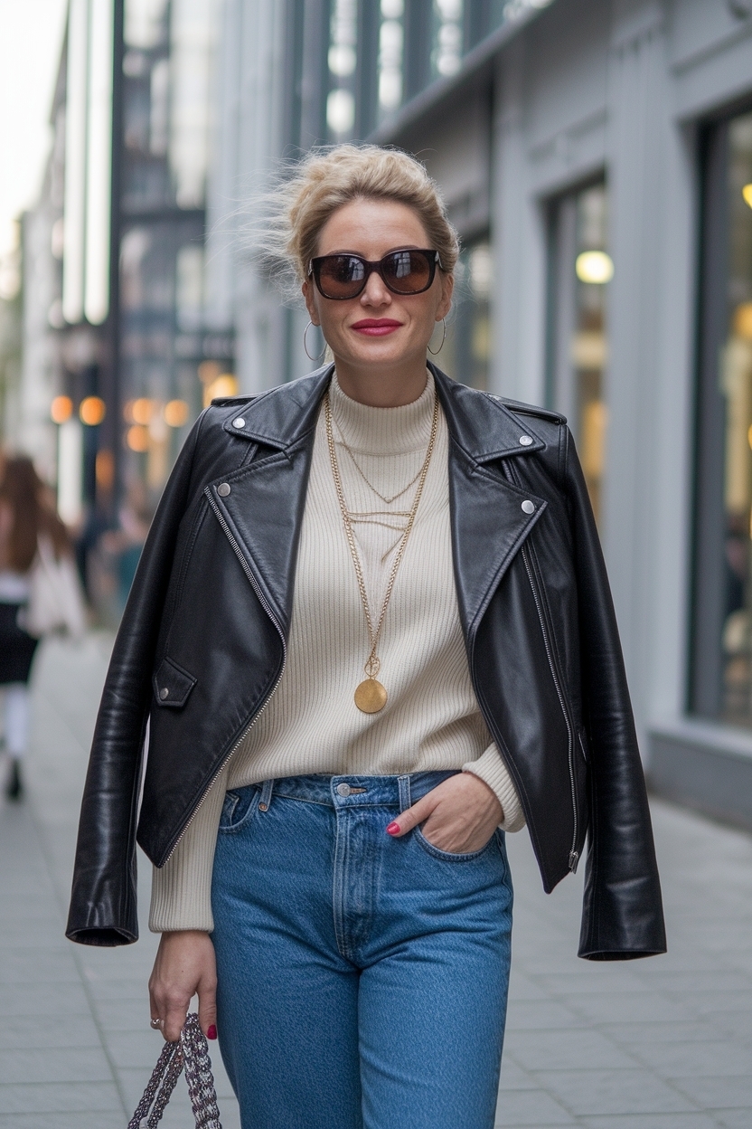 Creative Outfit Ideas with Leather Jacket for Every Occasion outfit idea