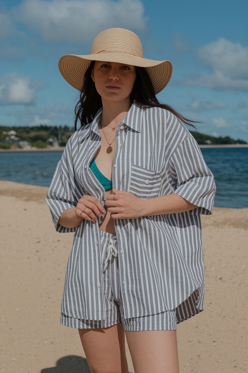 Over Size Shirt Outfit Women Beach Style Guide outfit idea