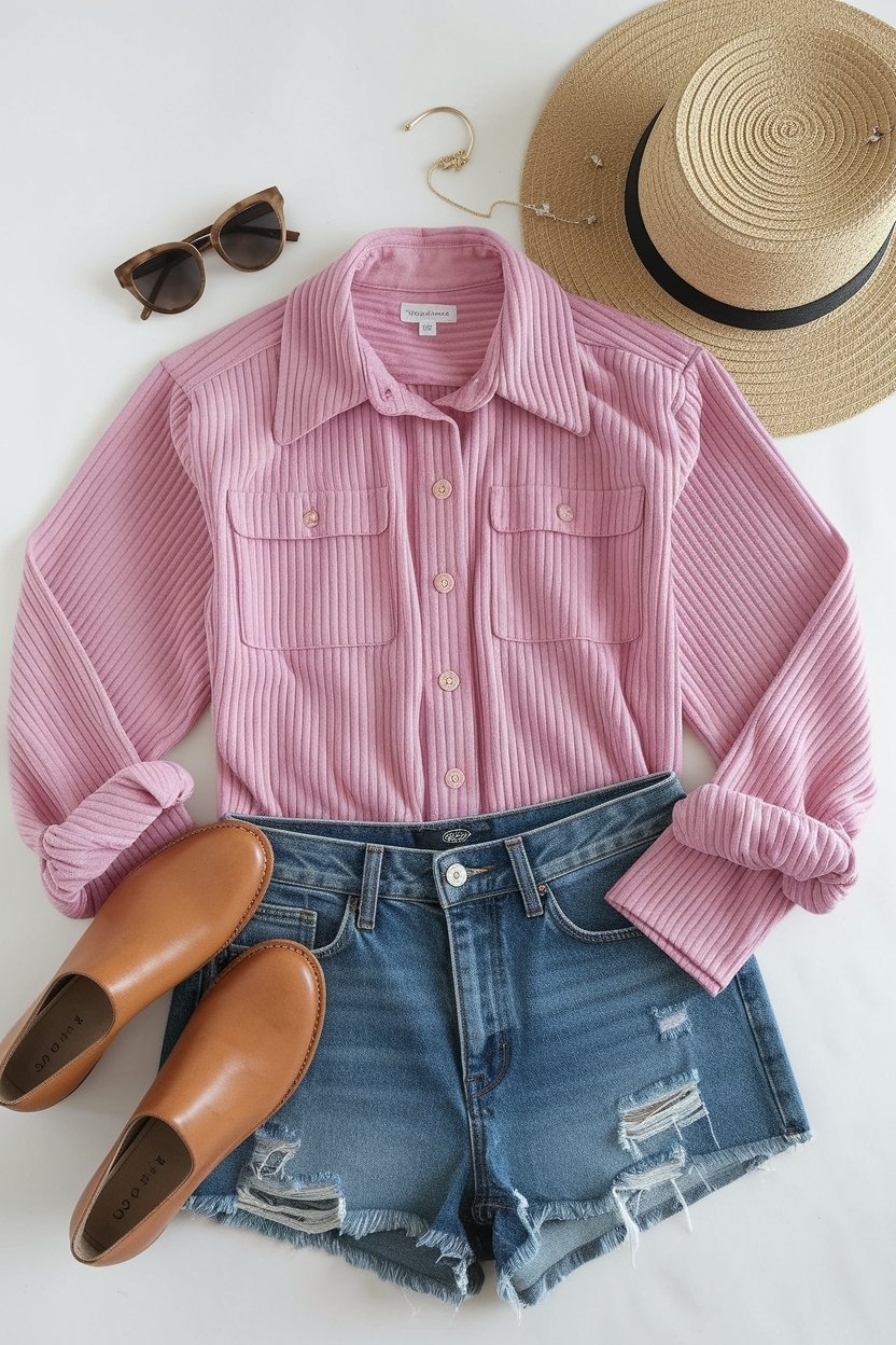Trendy Pink Button Up Shirt Outfit for Casual Wear outfit idea