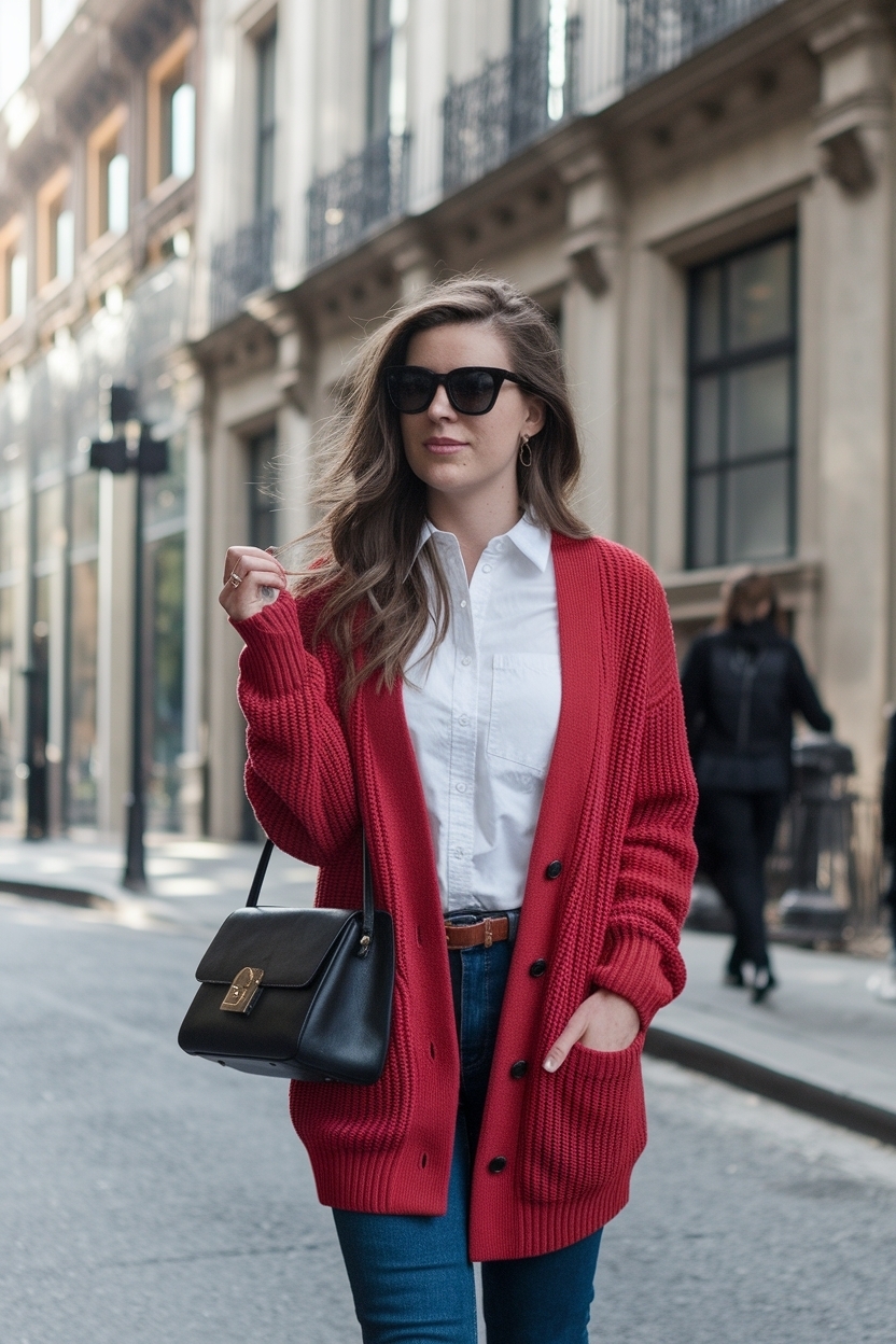 Red Cardigan Outfit for Women: Bold and Beautiful Choices outfit idea