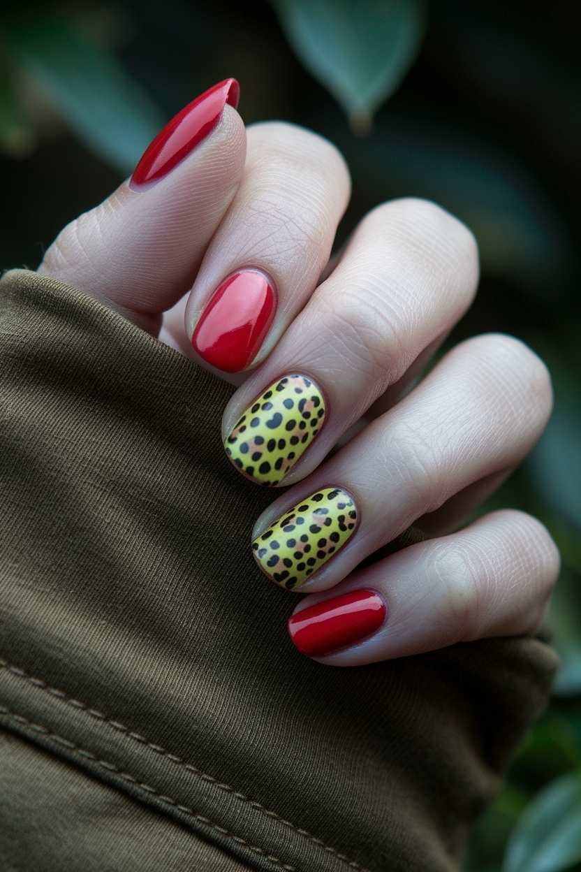 Red Nails with Cheetah Print: Nail Art Inspiration outfit idea