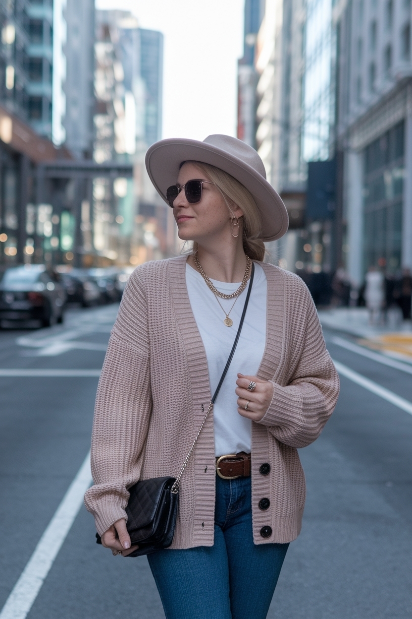 Round Neck Cardigan Outfit for Women: Versatile Styles outfit idea