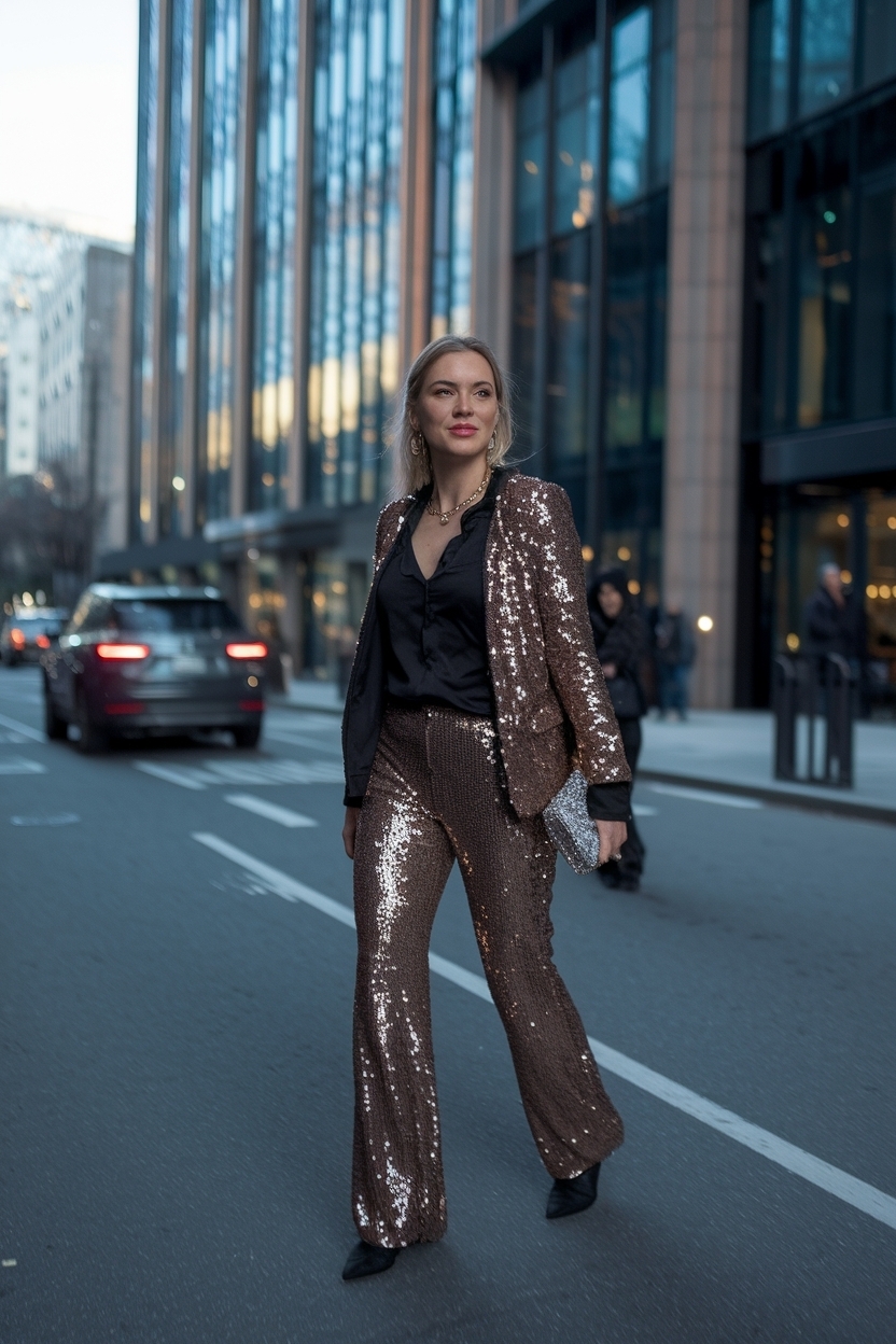 Sequin Pants Outfit Night Out: Glam Up Your Evening outfit idea