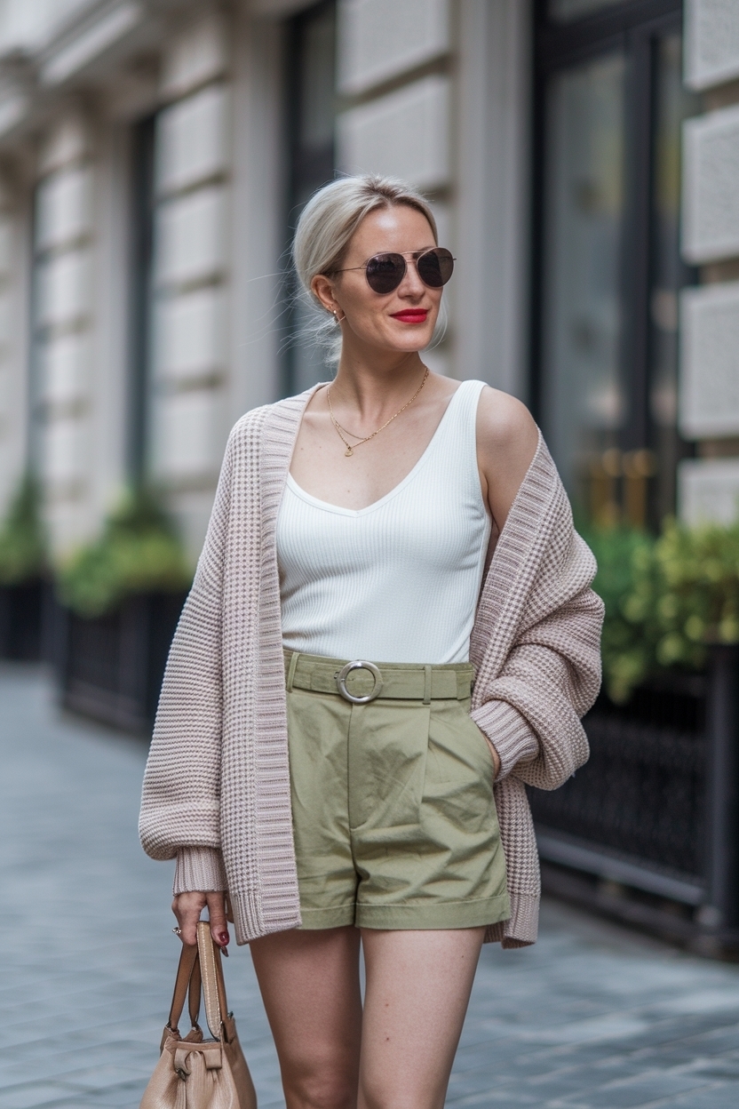 Short and Cardigan Outfit Women: A Stylish Combo outfit idea