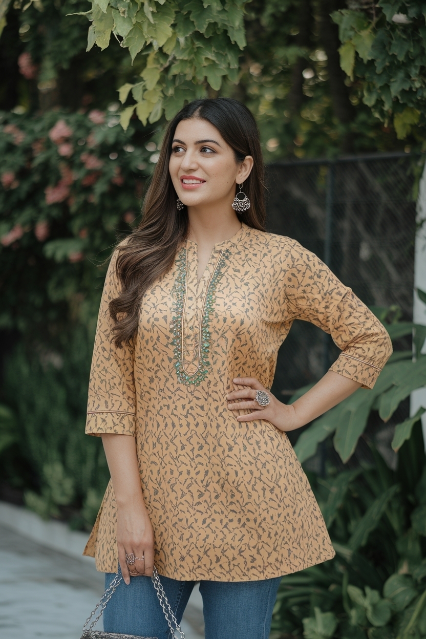Short Kurti with Jeans Outfit for a Casual Look outfit idea