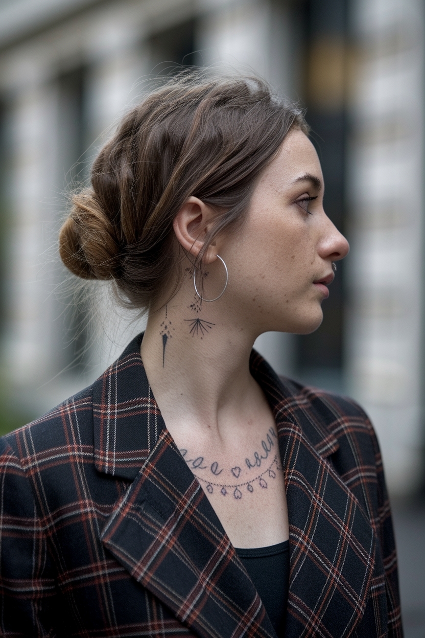 Tiny Neck Tattoos for Women for Delicate Touches outfit idea