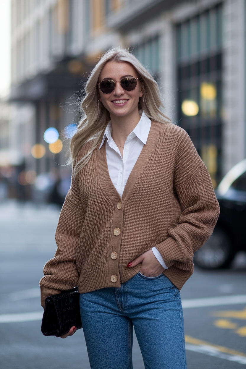 V Neck Cardigan Women Outfit: Classy and Comfortable Choices outfit idea