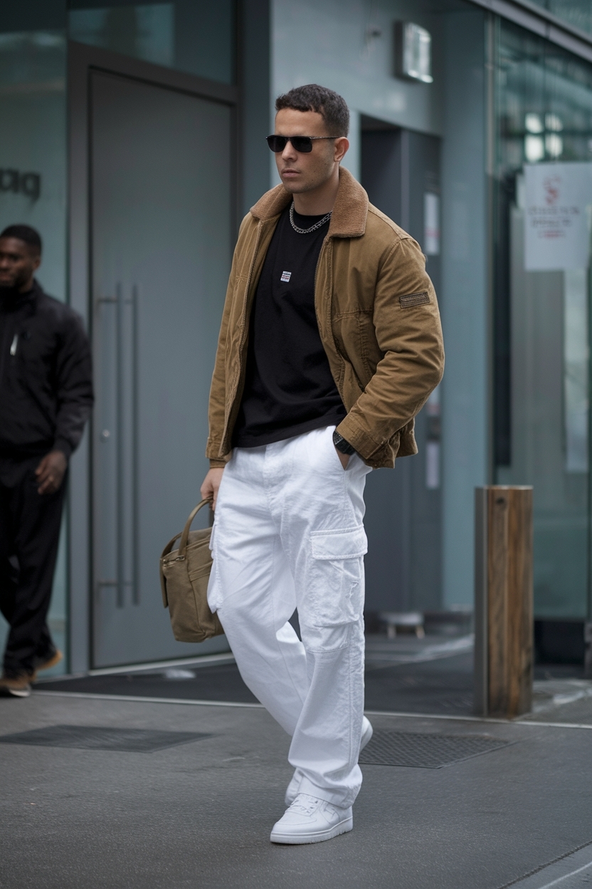 White Cargo Pants Outfit Men: Crisp and Clean Combinations outfit idea