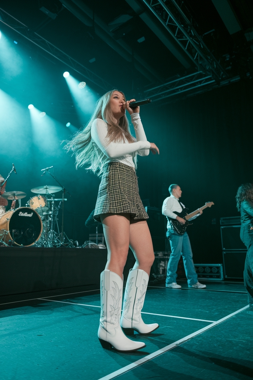 White Cowboy Boots Outfit Concert: Chic Combinations to Try outfit idea