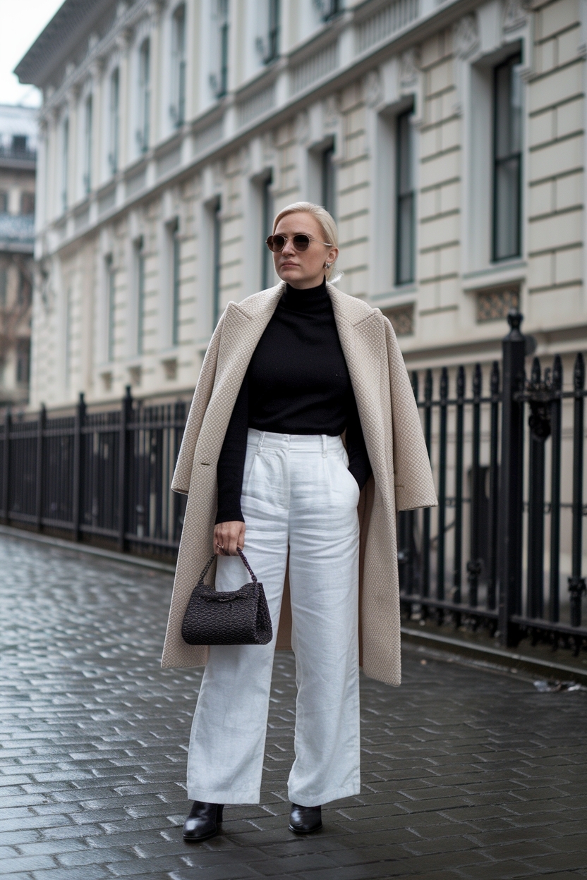 White Linen Pants Outfit Winter: Stay Cool and Stylish outfit idea
